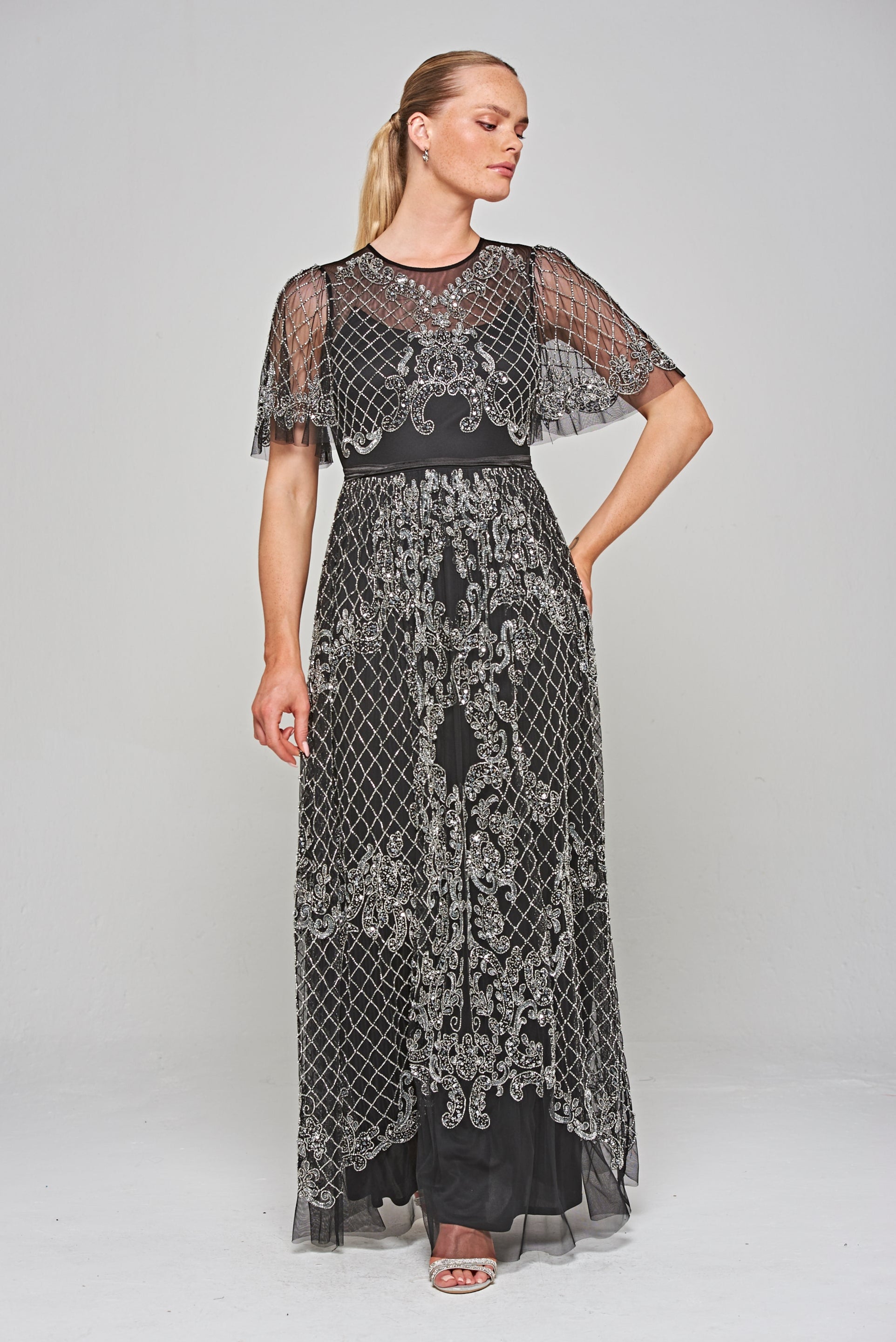 Edith Embellished Maxi Dress - Black 