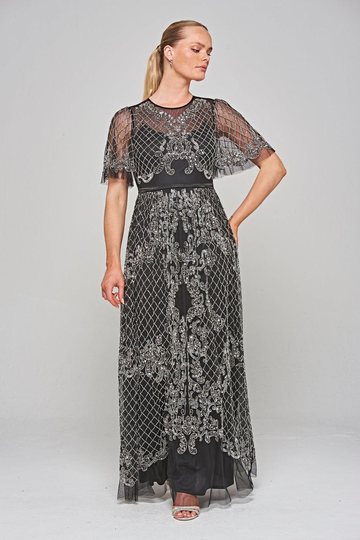 Edith Embellished Maxi Dress - Black 