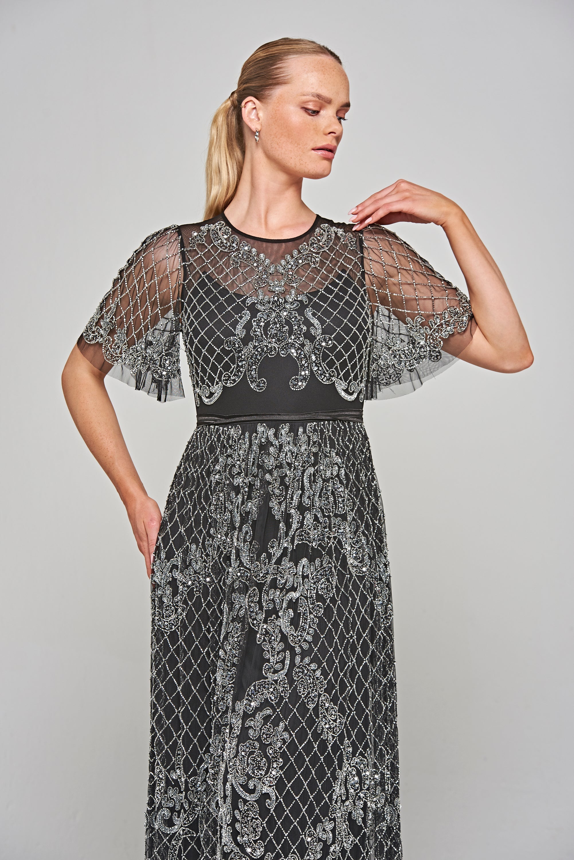 Edith Embellished Maxi Dress - Black 