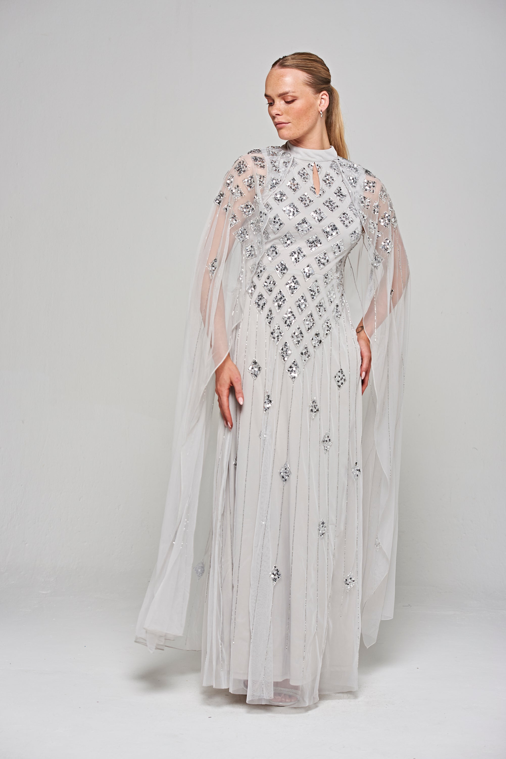 Eileen Embellished Maxi Dress in Grey