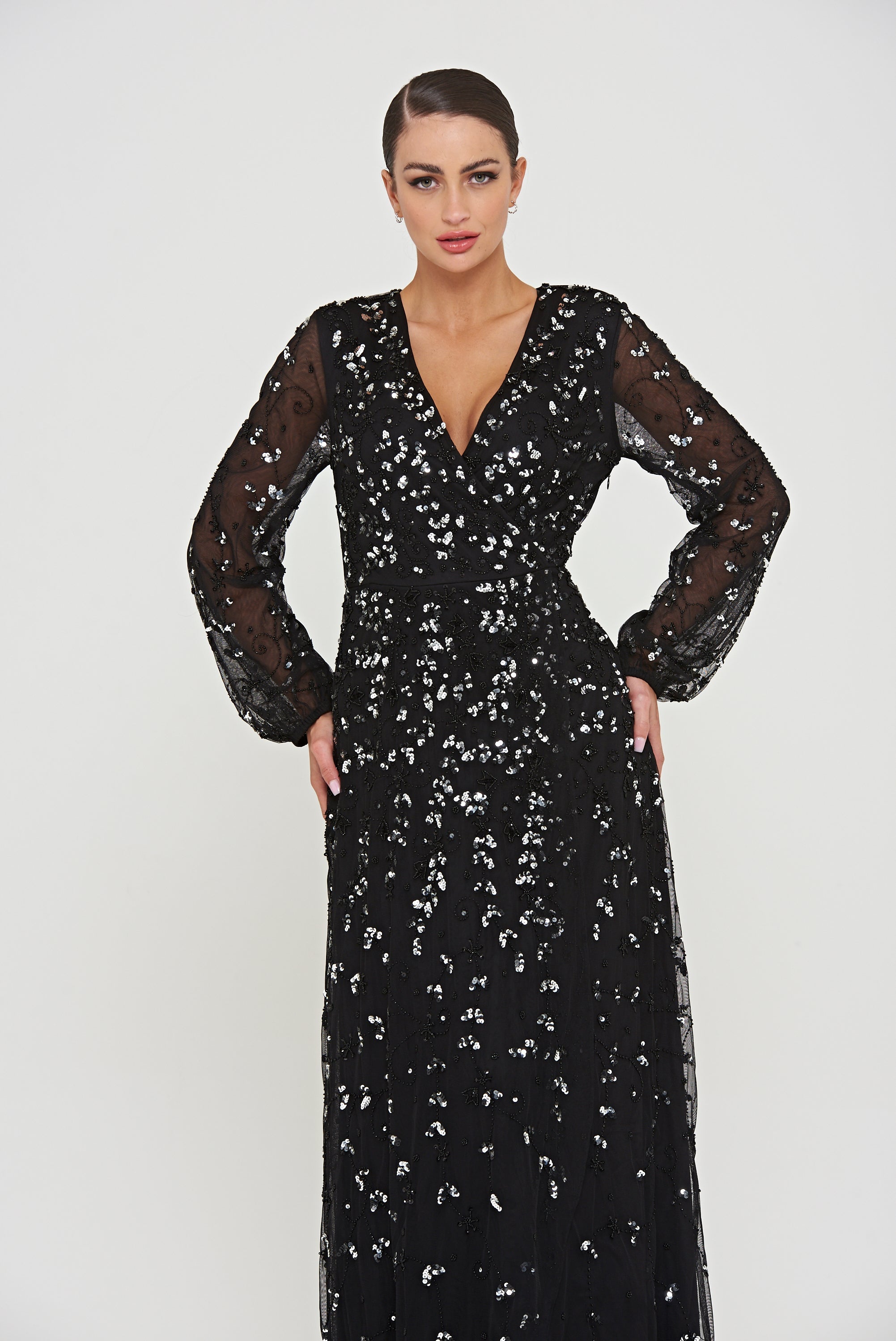 Eleanor Black Sequin Maxi Dress