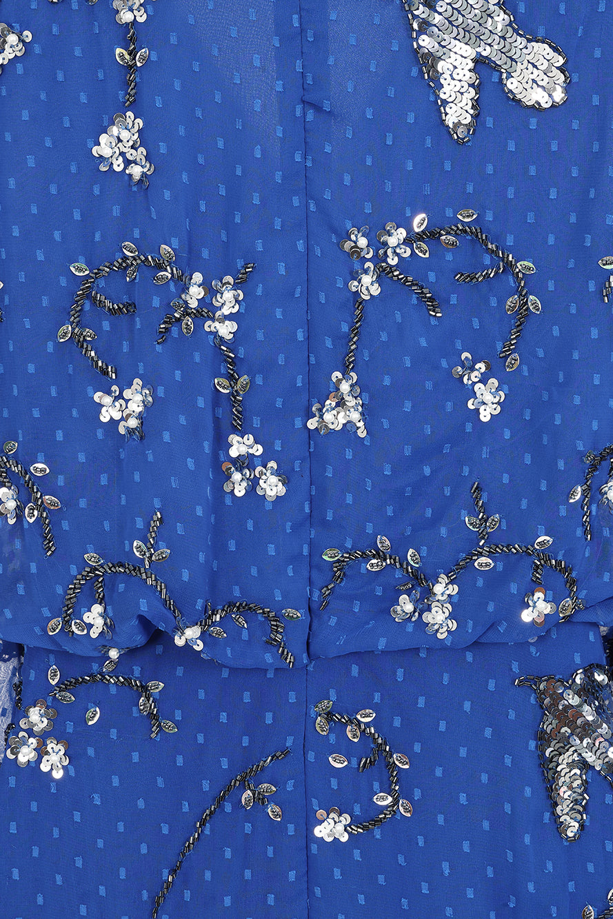 Elena Blue Embellished Maxi Dress
