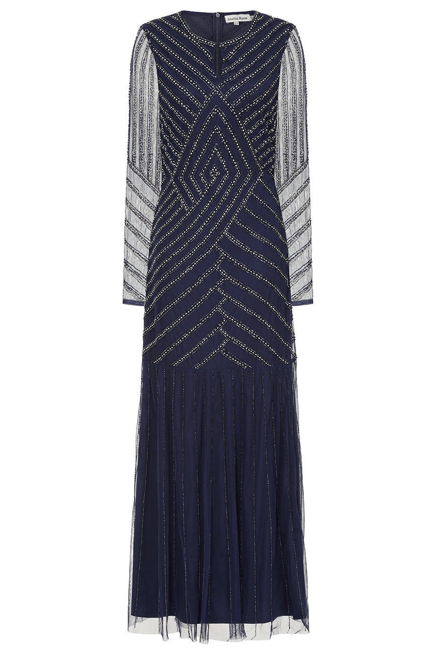 Ellen Navy Embellished Maxi Dress