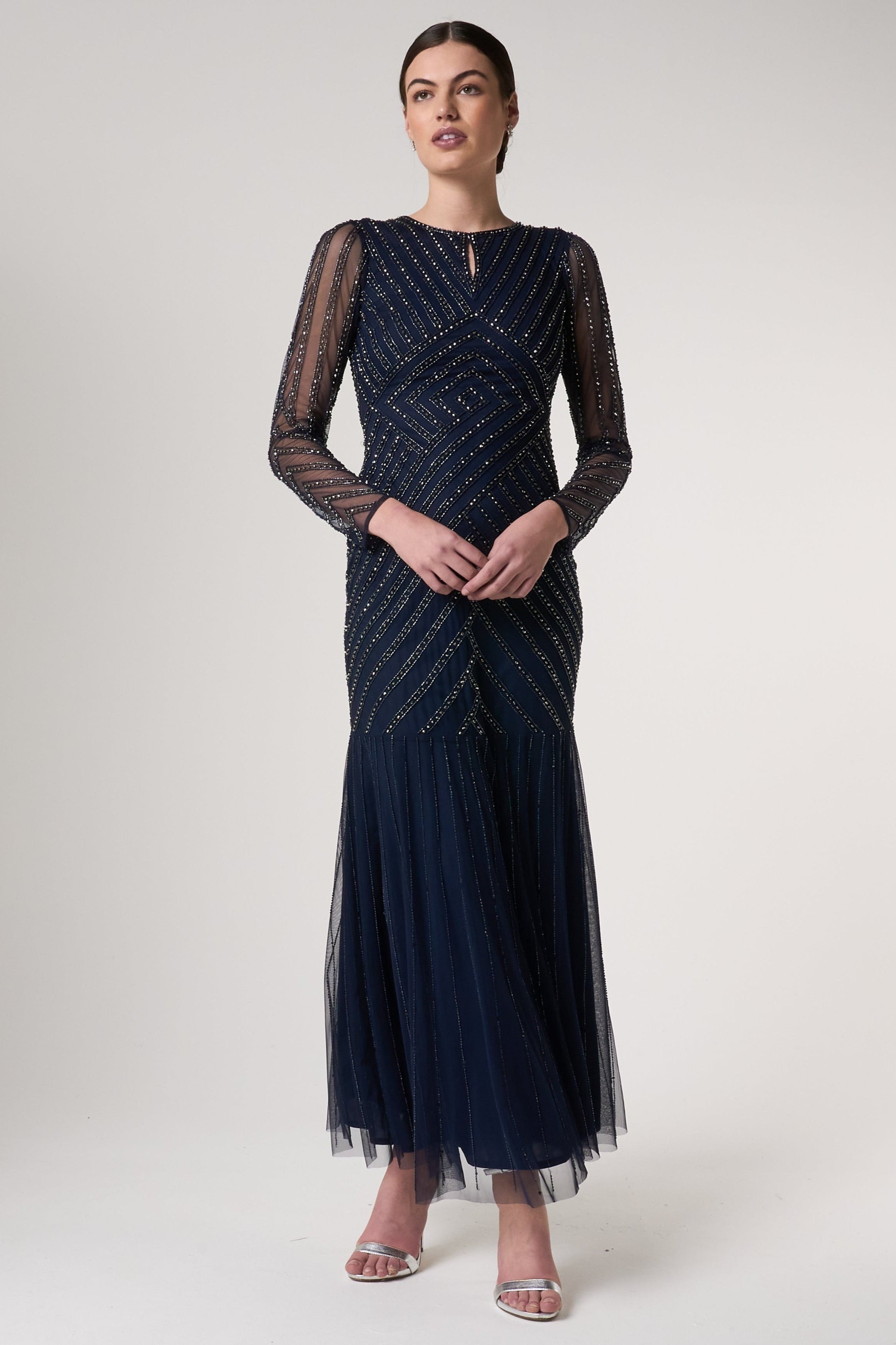 Ellen Navy Embellished Maxi Dress