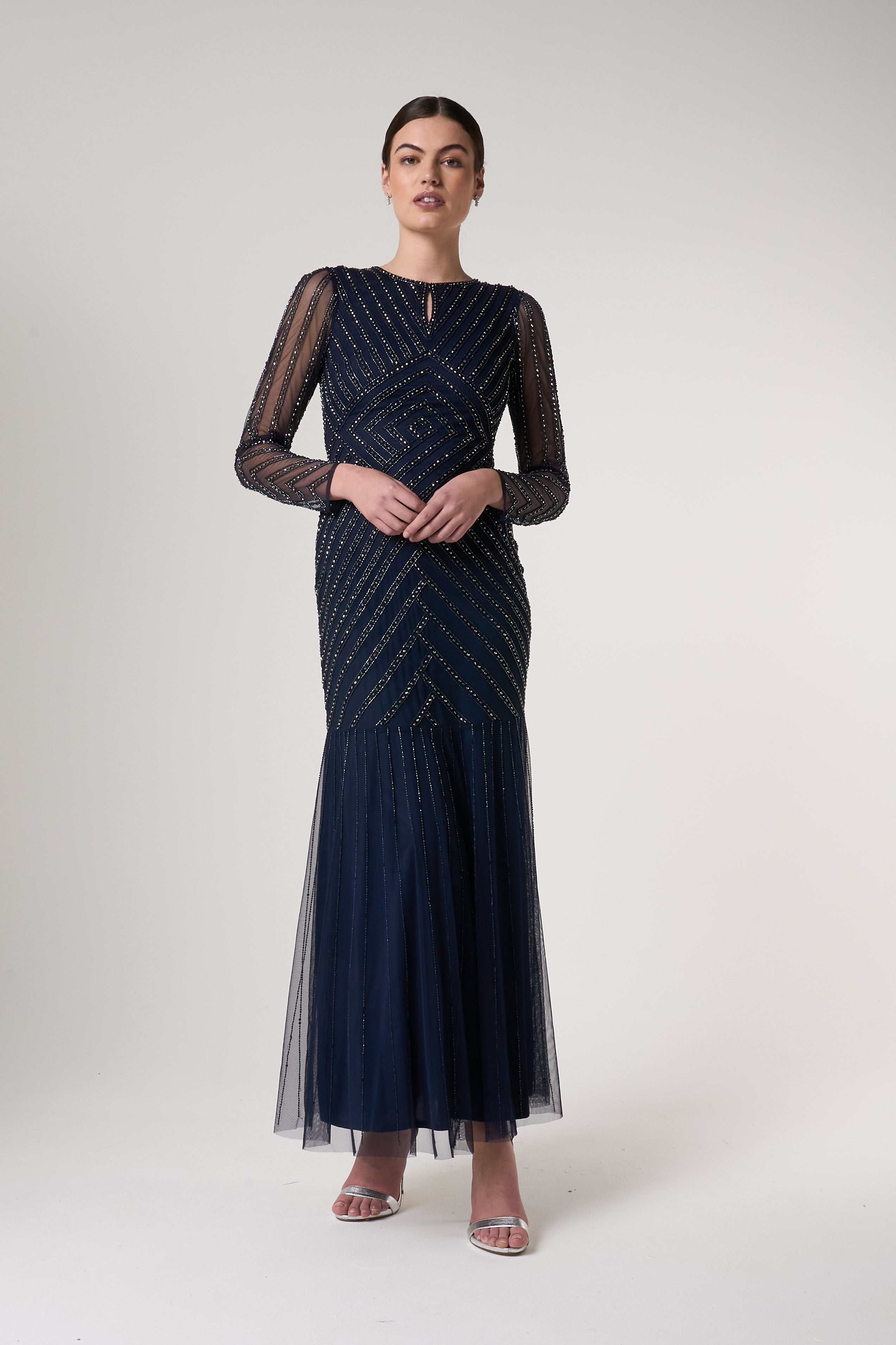 Ellen Navy Embellished Maxi Dress