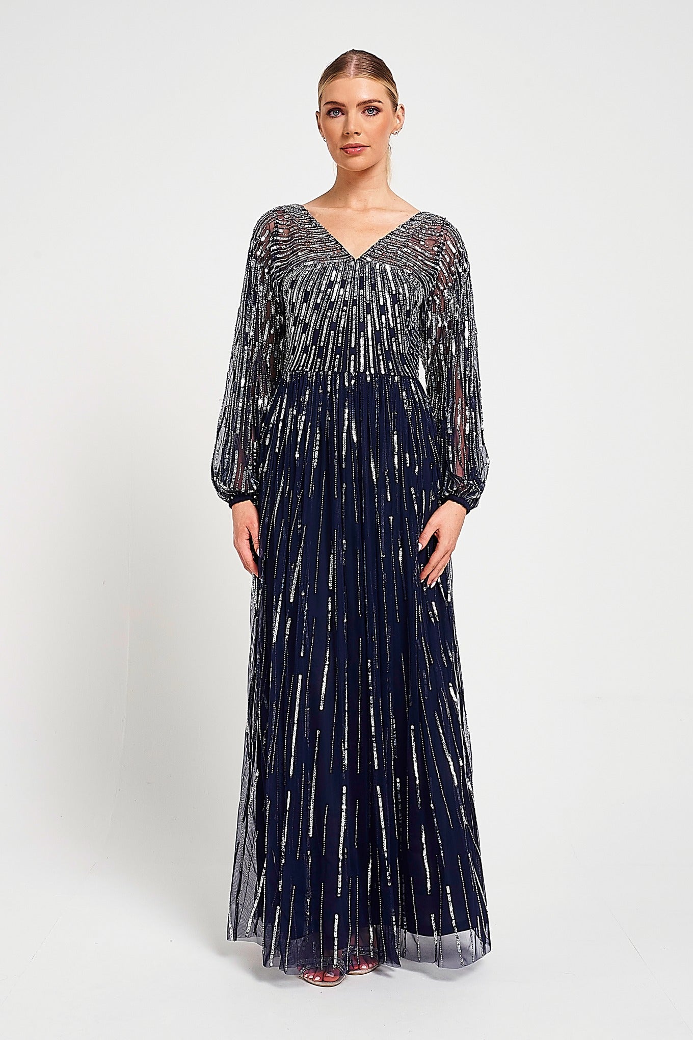 Elvina Navy Embellished Maxi Dress