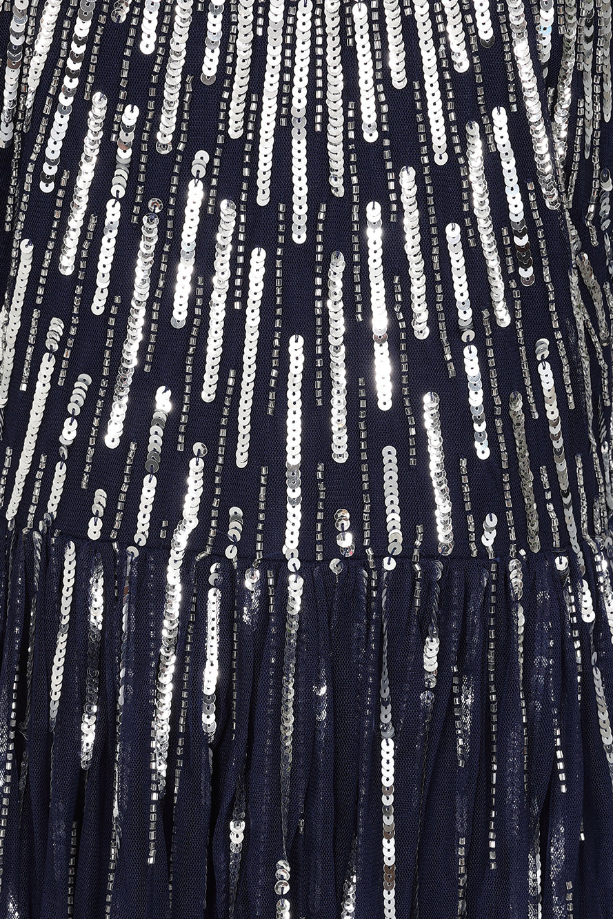 Elvina Navy Embellished Maxi Dress