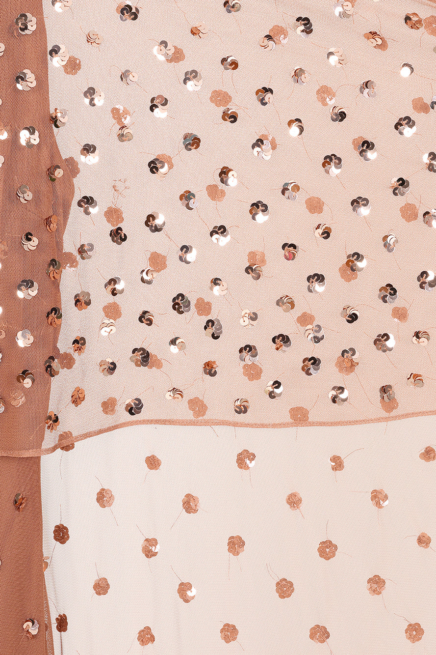 Elysia cape sleeve maxi dress with sequins and flowing silhouette for weddings and formal events.