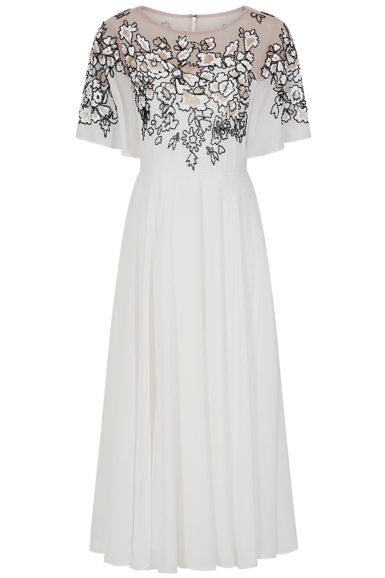 Embelia White Floral Embellished Midi Dress