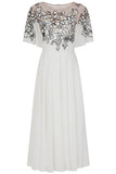 Embelia White Floral Embellished Midi Dress