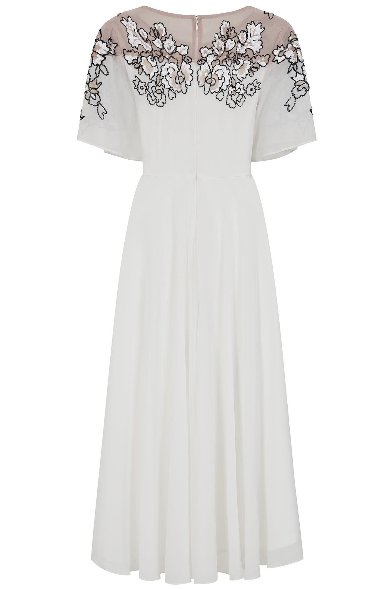 Embelia White Floral Embellished Midi Dress