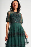 Esmerelda Green Embellished Midi Dress