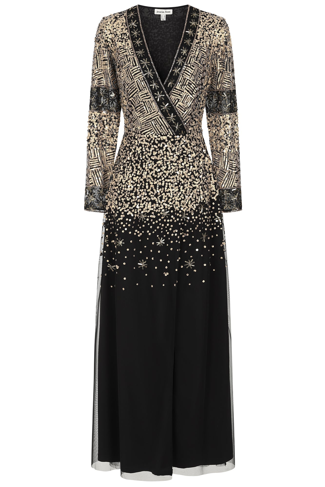 Esther Black and Gold Embellished Maxi Dress