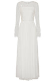 Eva Embellished Maxi Dress with Feather Trim in White