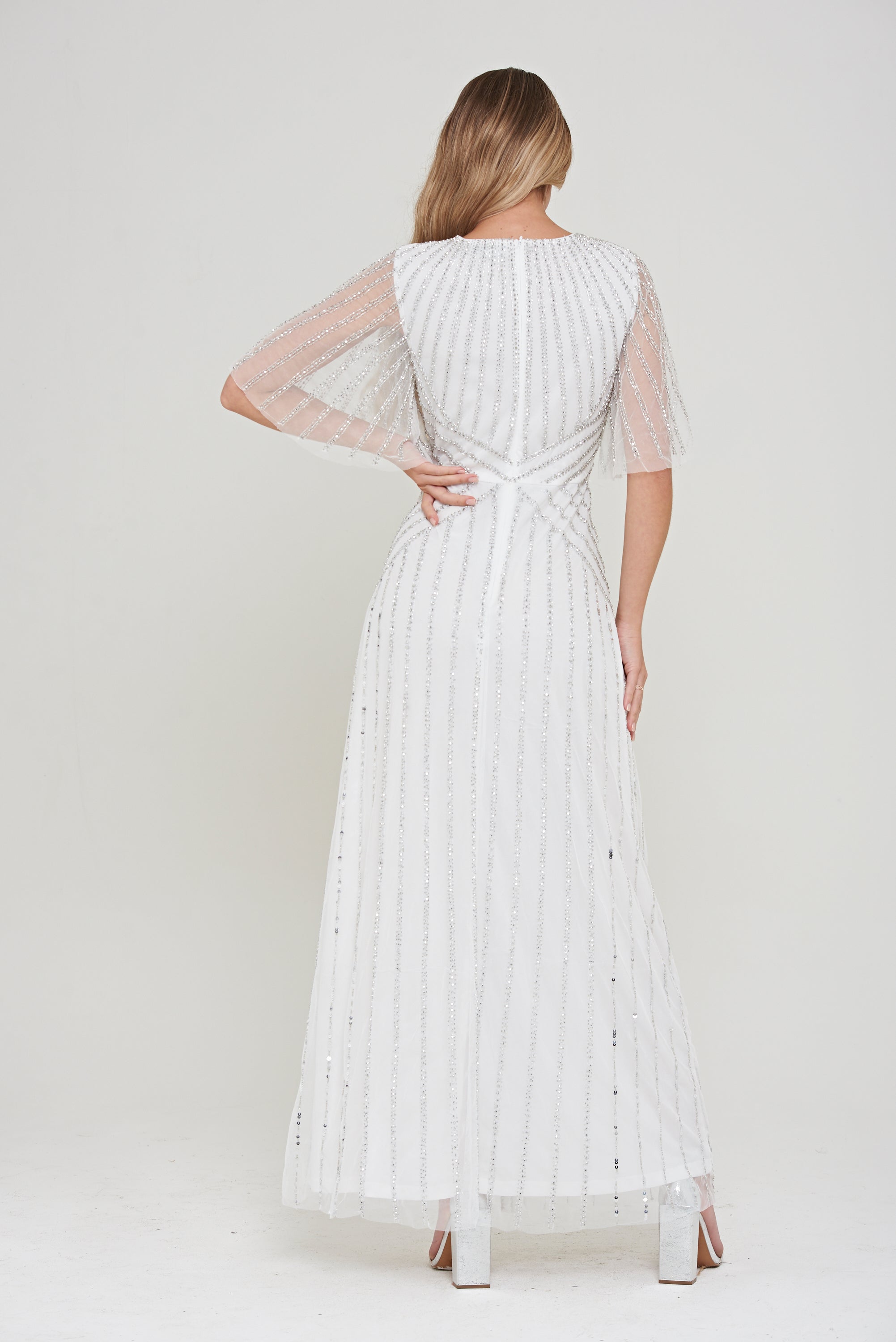 Evelyn Embellished Maxi Dress in White