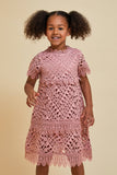 Naya Rose Tan Crochet Lace Dress