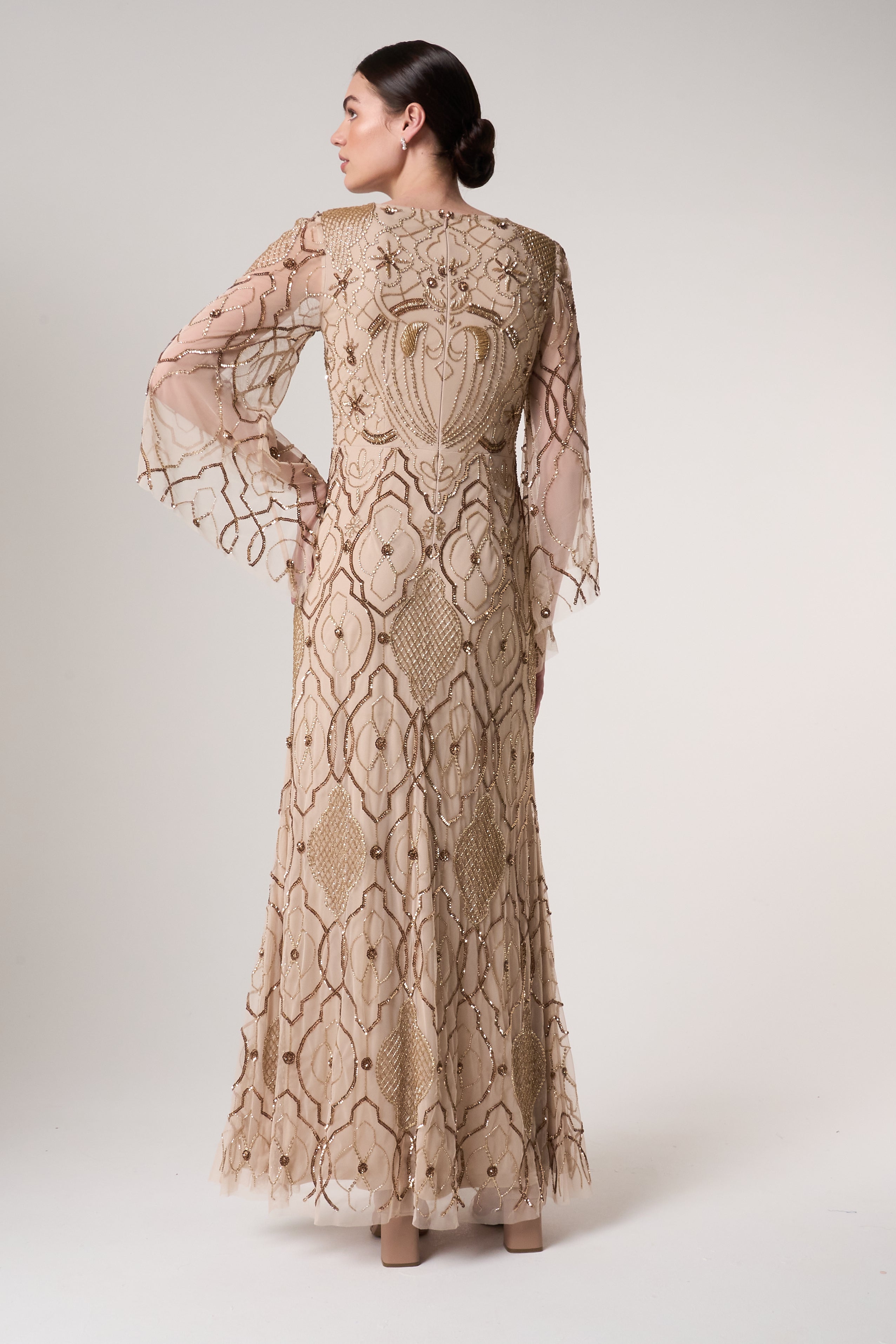 Faith Gold Embellished Maxi Dress