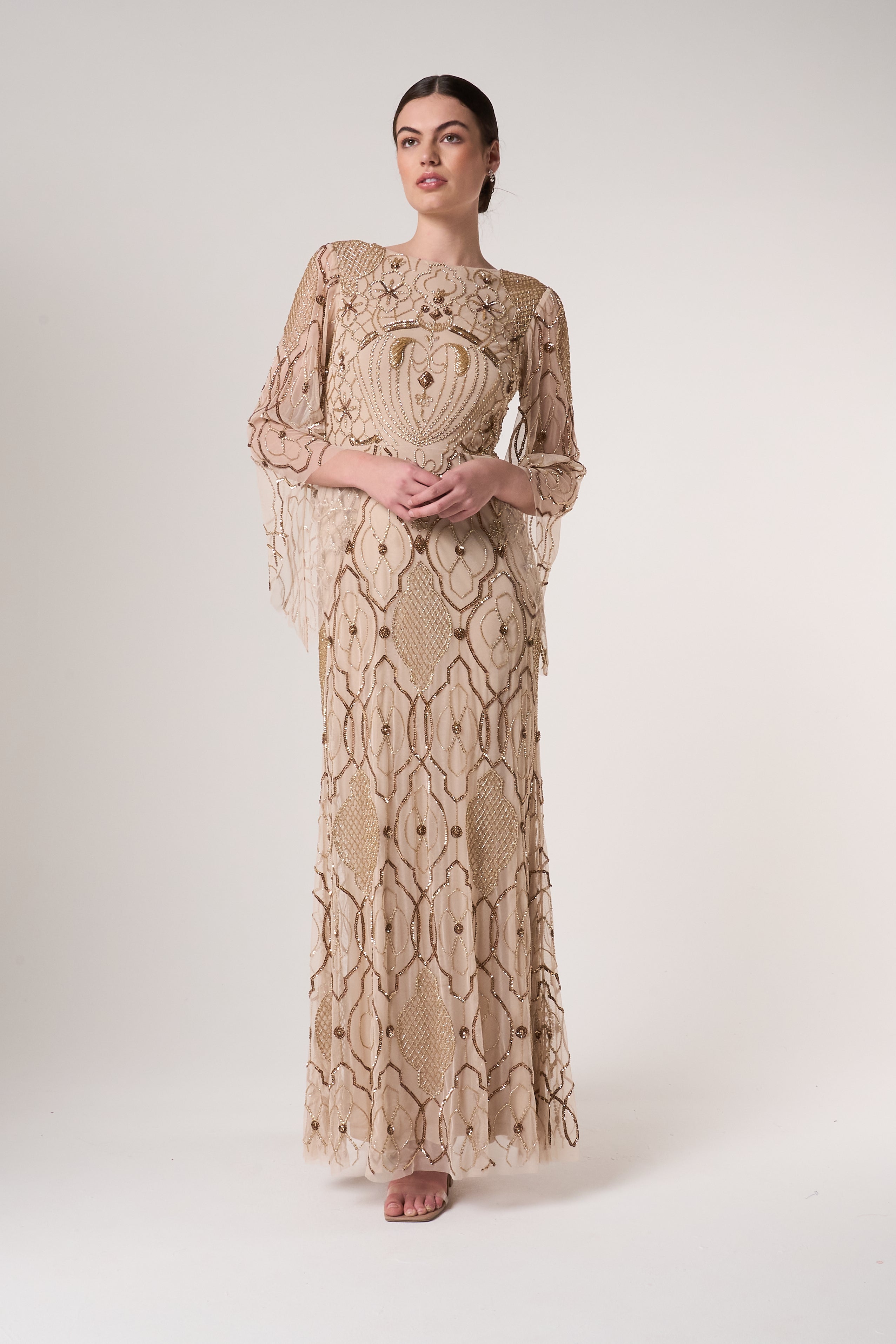 Faith Gold Embellished Maxi Dress