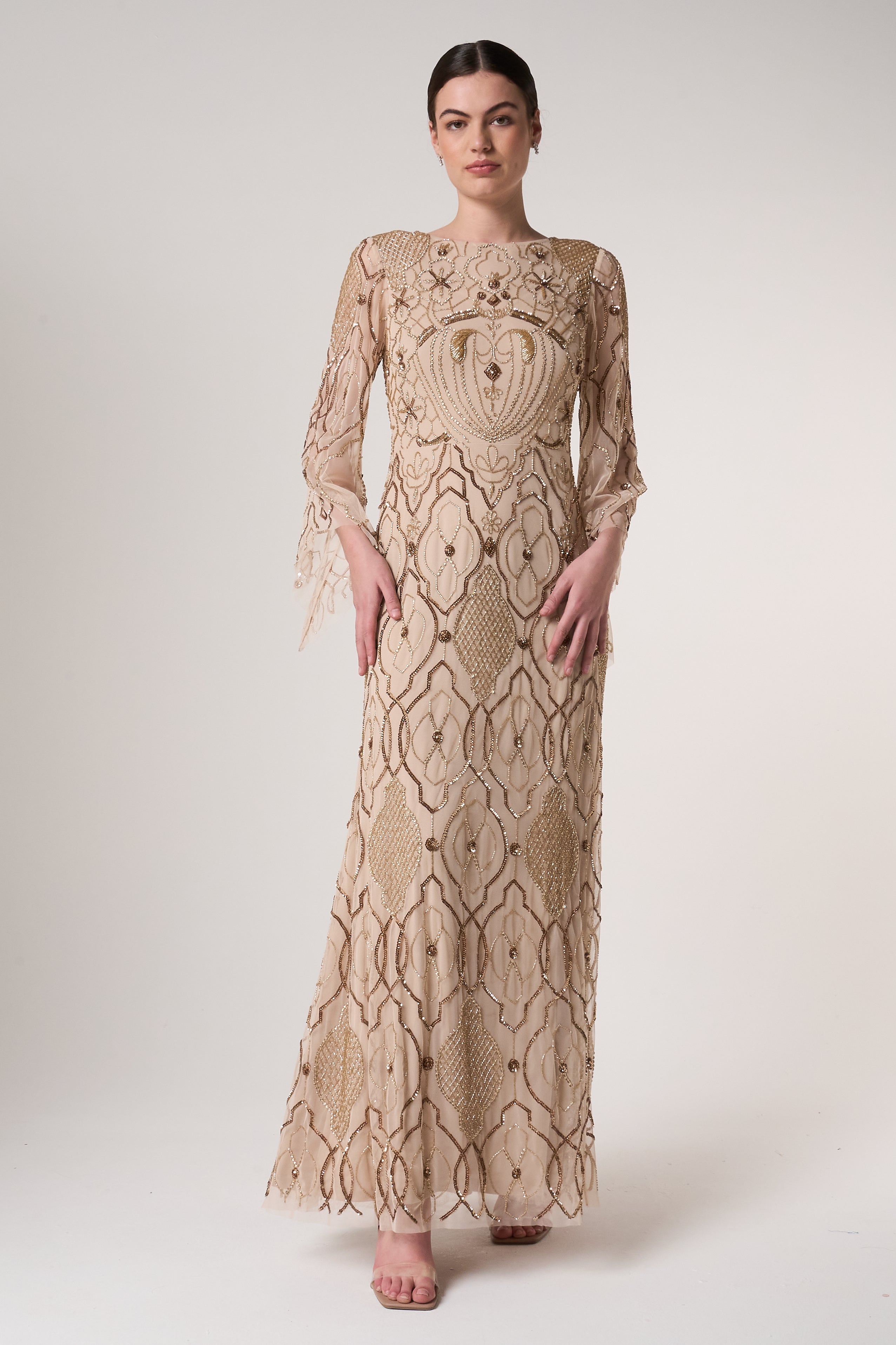 Faith Gold Embellished Maxi Dress