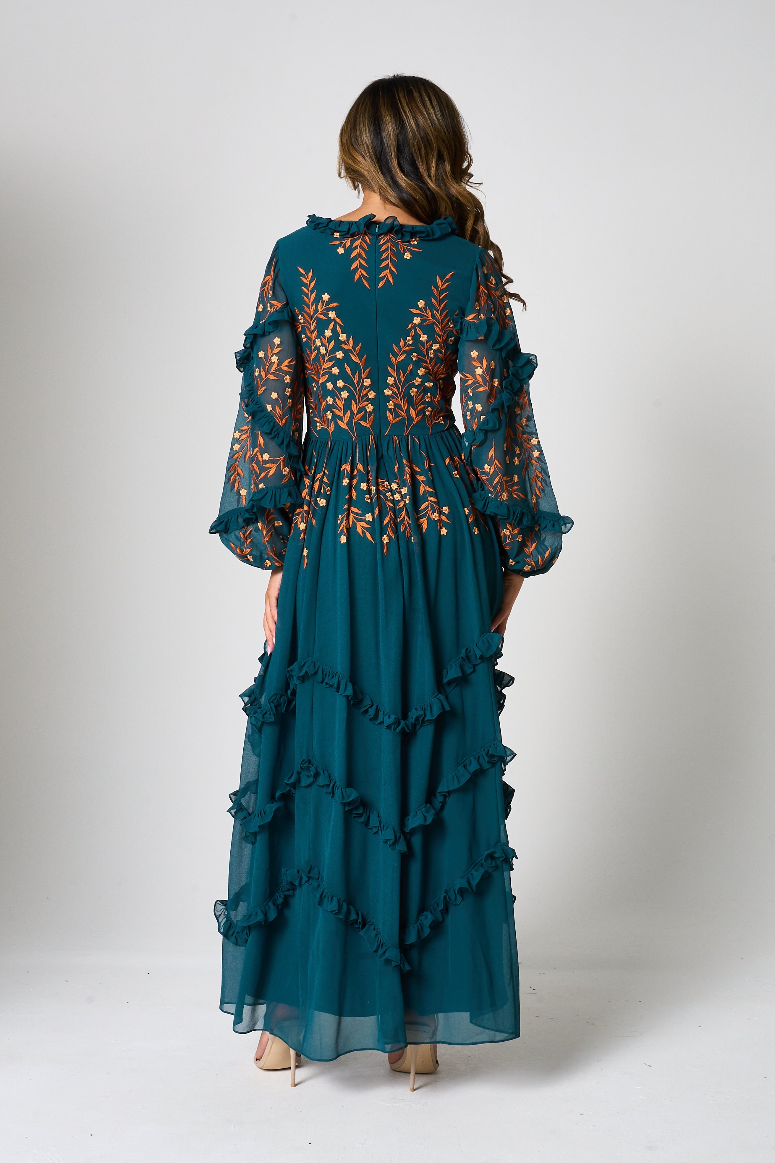 Fearne Green Embroidered Maxi Dress