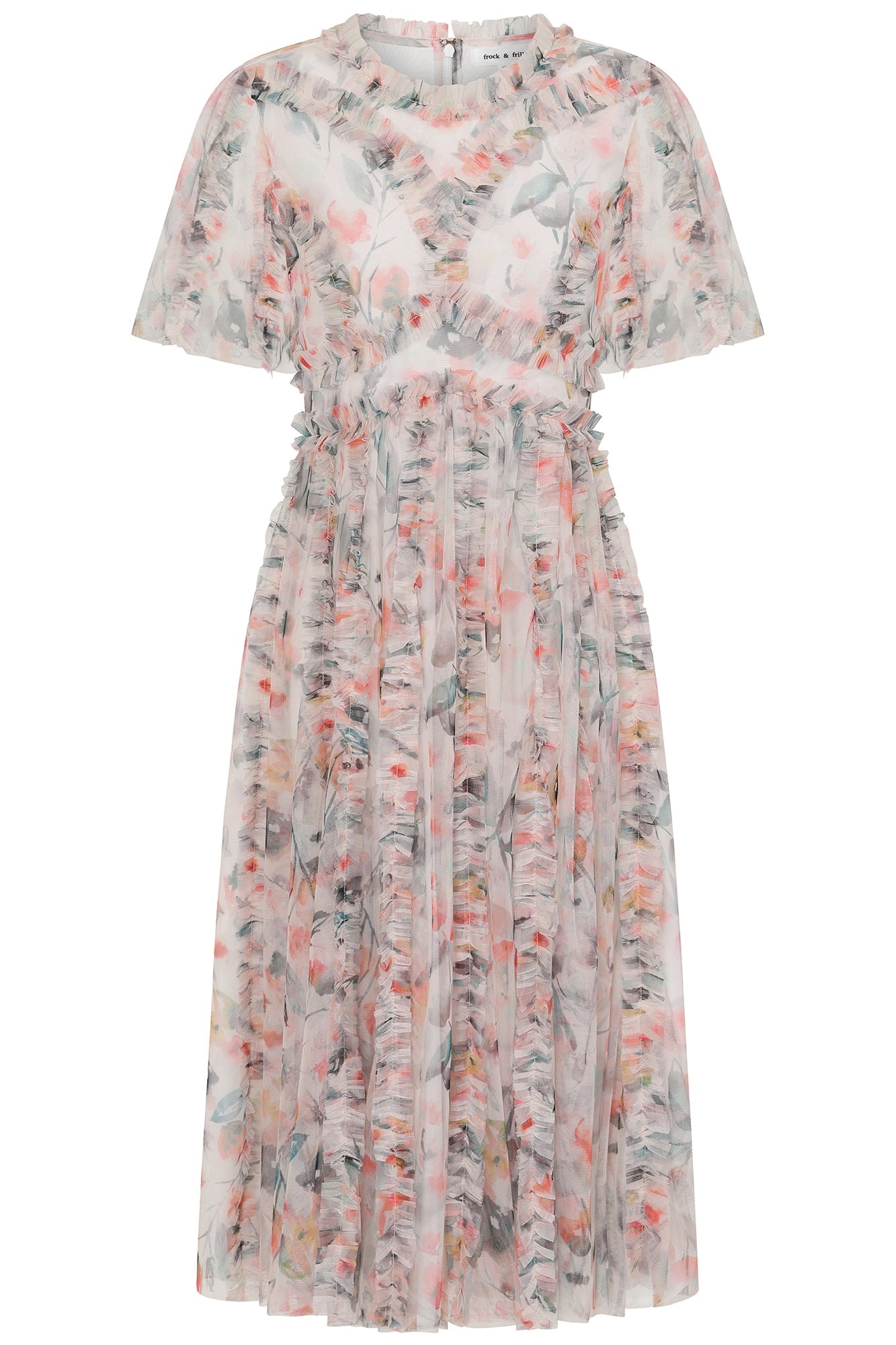 Florentina Floral Print Ruffled Midi Dress - Cream