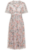 Florentina Floral Print Ruffled Midi Dress - Cream