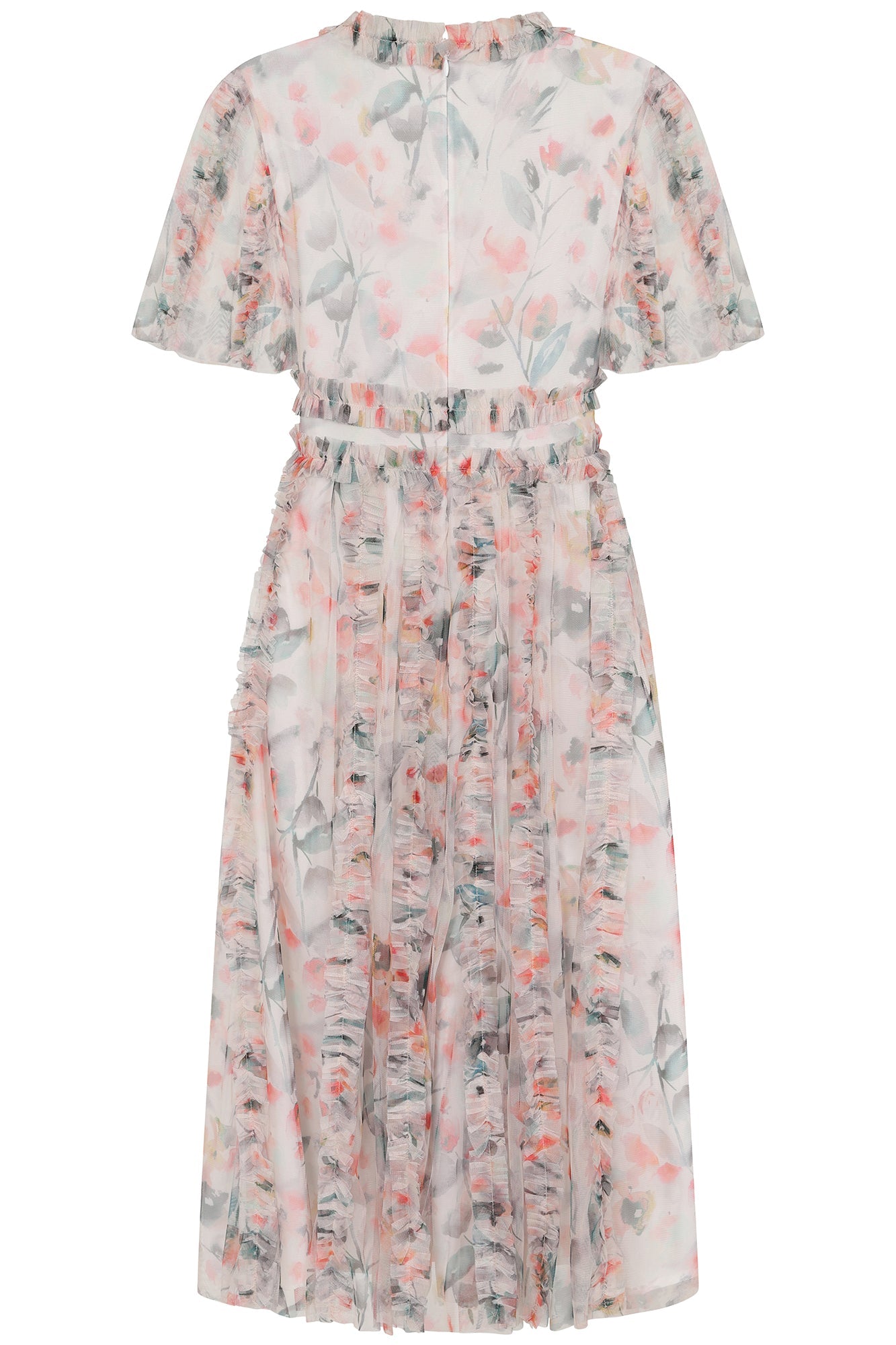 Florentina Floral Print Ruffled Midi Dress - Cream