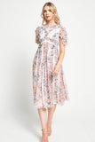 Florentina Floral Print Ruffled Midi Dress - Cream