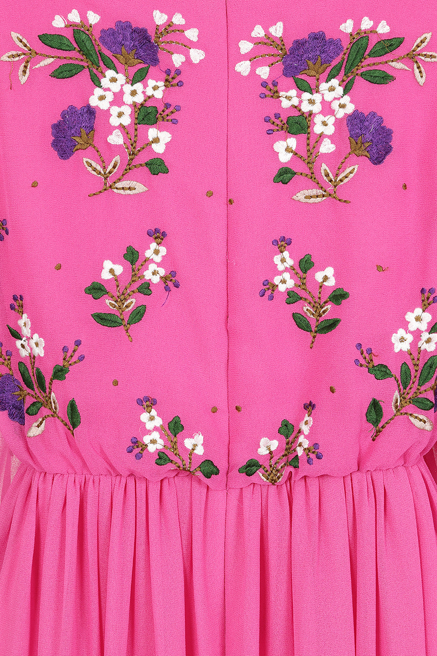 Freya Pink Floral Embroidered Midaxi Dress