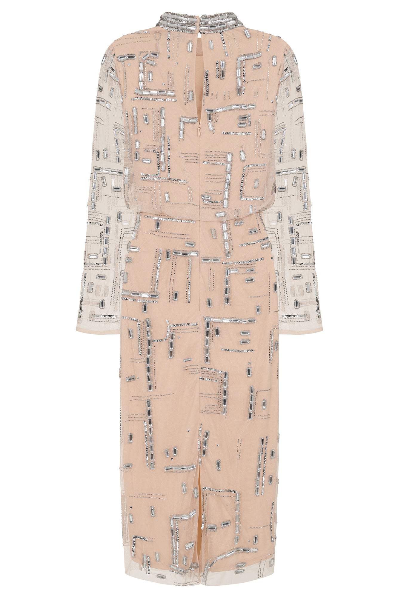 Giselle Embellished Midi Dress - Nude