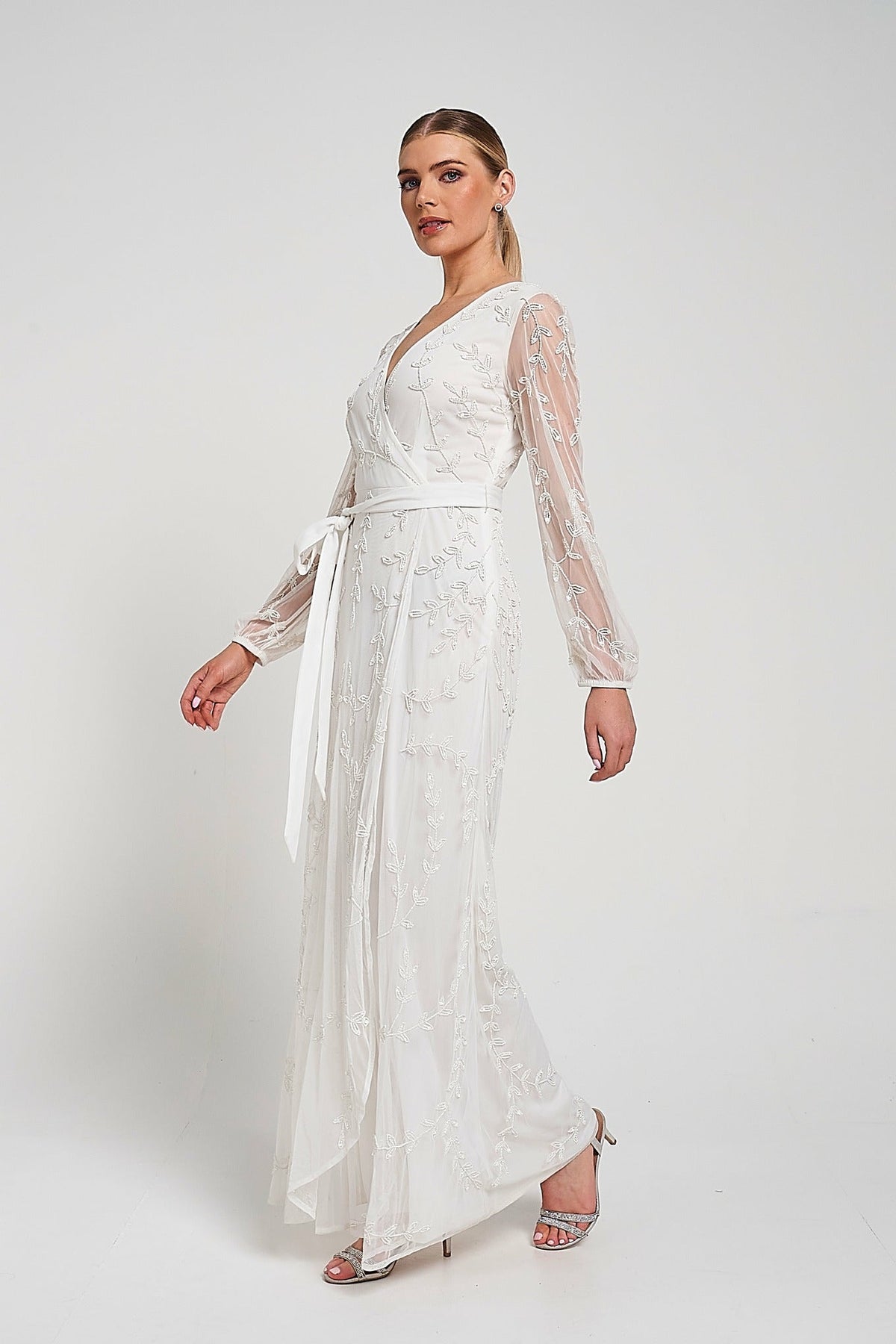 Grace White Embellished Maxi Dress