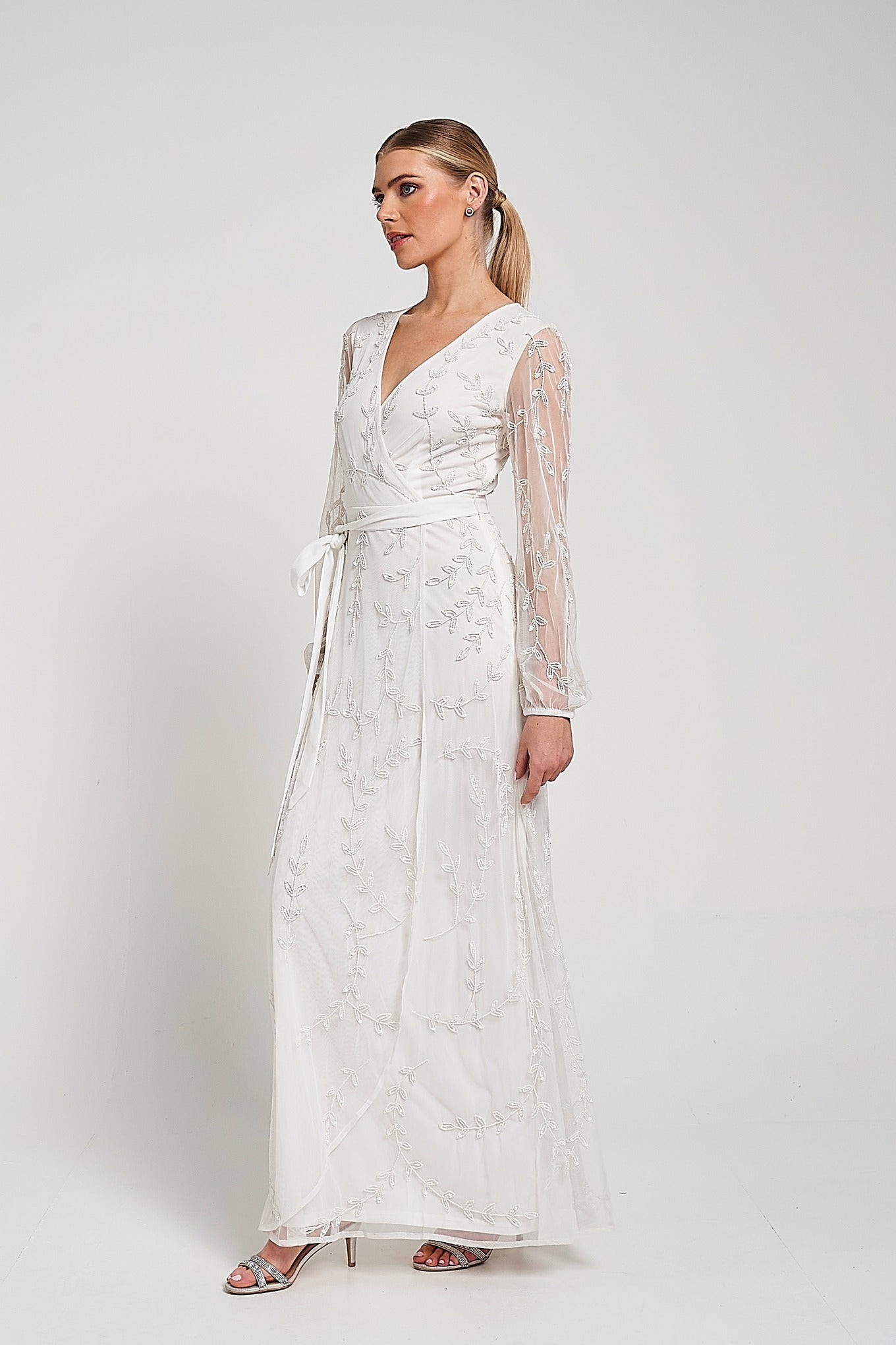 Grace White Embellished Maxi Dress