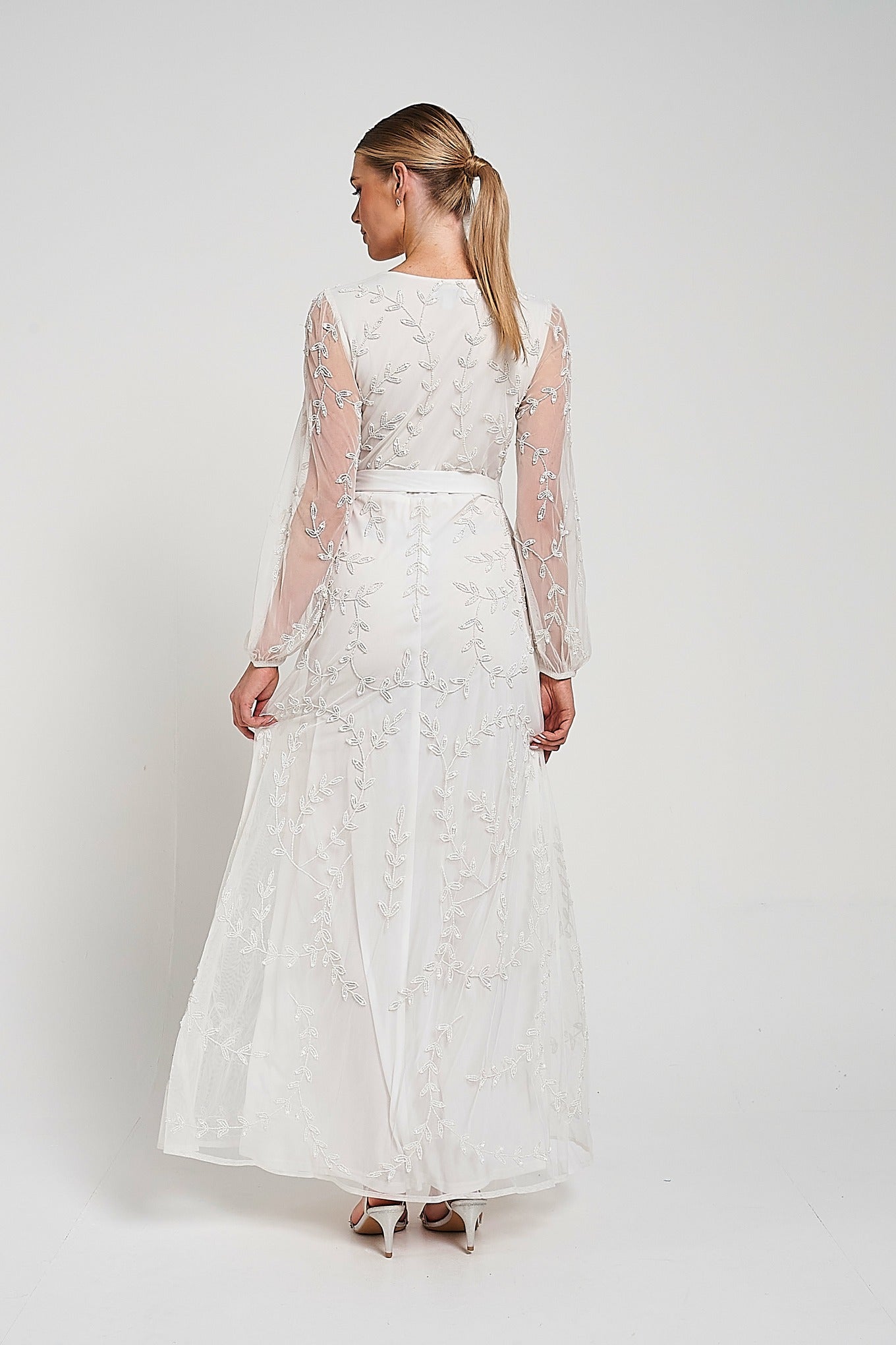 Grace White Embellished Maxi Dress