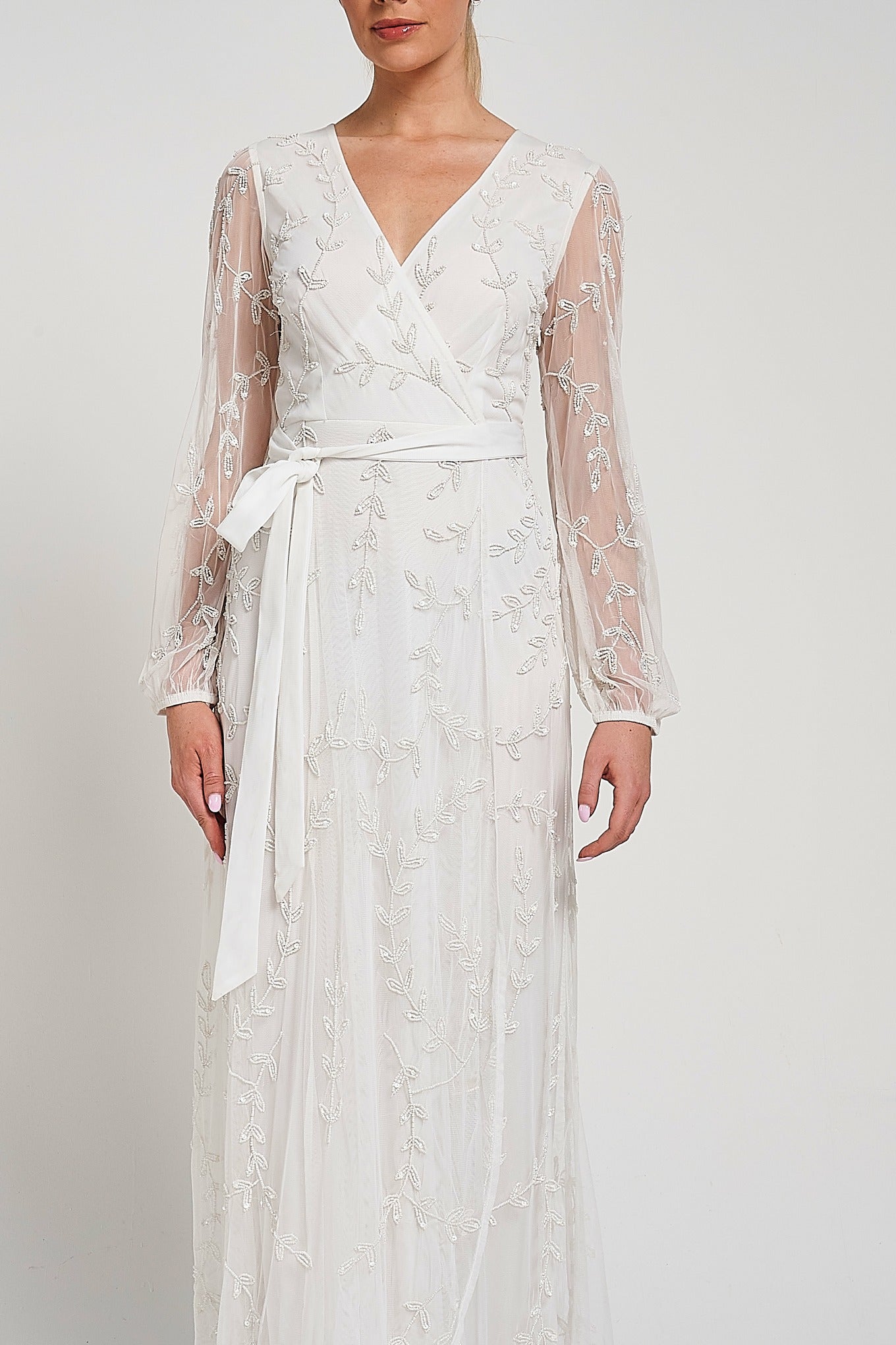 Grace White Embellished Maxi Dress