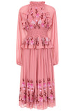 Gwenna Pink Floral Embroidered Midi Dress