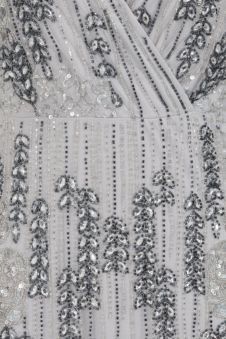 Hannah Grey Embellished Maxi Dress