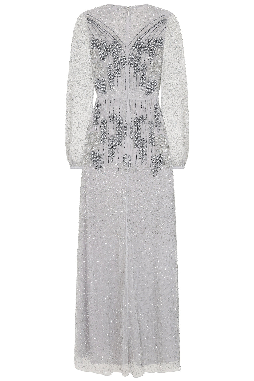 Hannah Grey Embellished Maxi Dress