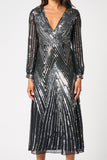 Hilda Black Sequin Midi Dress