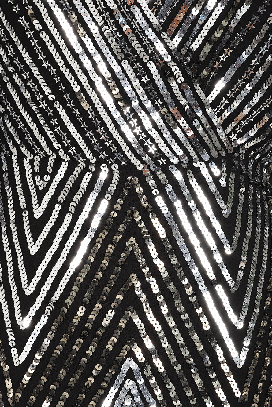 Hilda Black Sequin Midi Dress