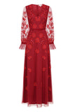 Holly Red Embroidered Maxi Dress