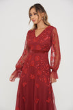 Holly Red Embroidered Maxi Dress