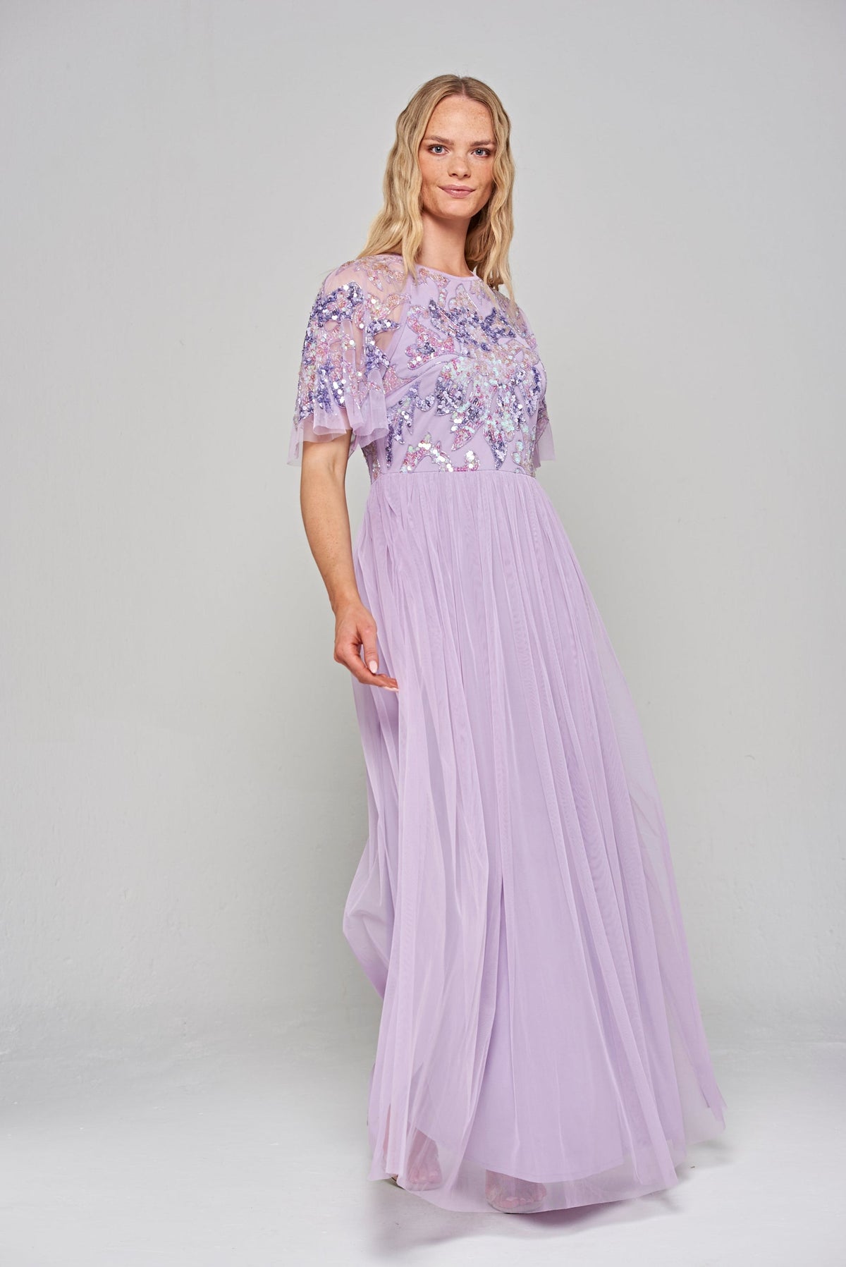 Ianthe Lilac Sequin Maxi Dress