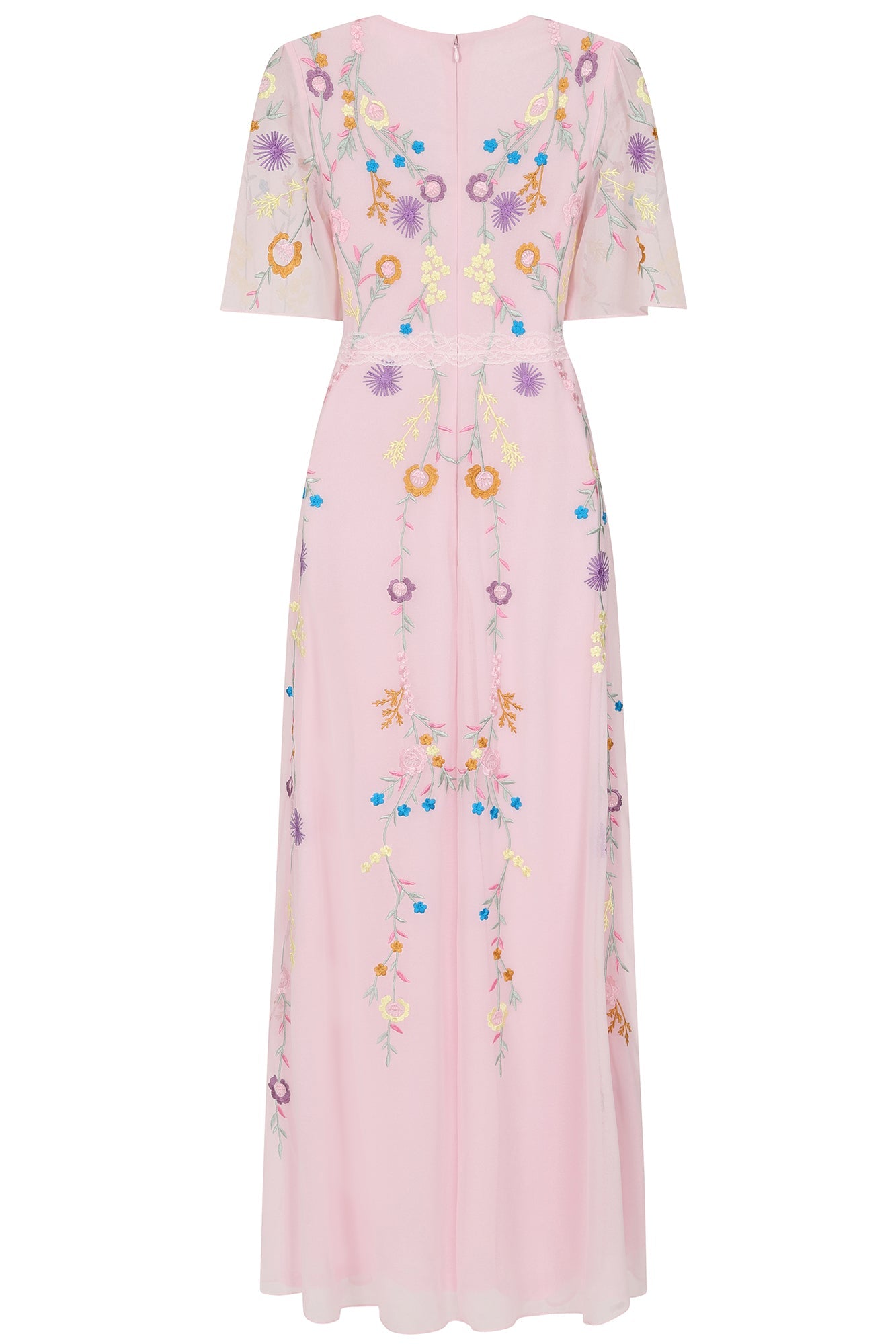 Irisa Embroidered Button Through Maxi Dress - Blush Pink