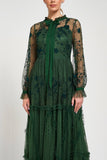 Ivy Green Floral Embroidered Maxi Dress