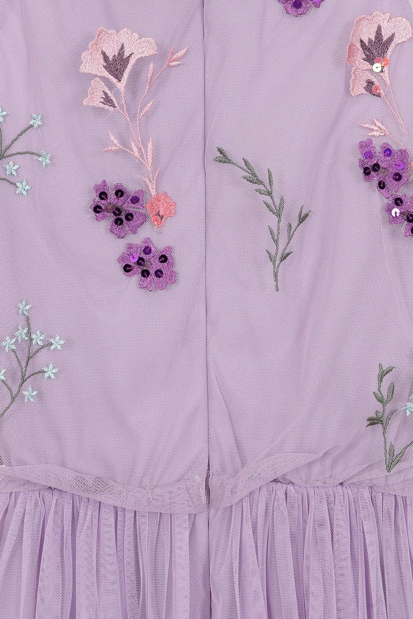 Jacinta Lilac Floral Embroidered Skater Dress