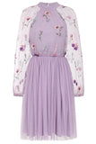 Jacinta Lilac Floral Embroidered Skater Dress