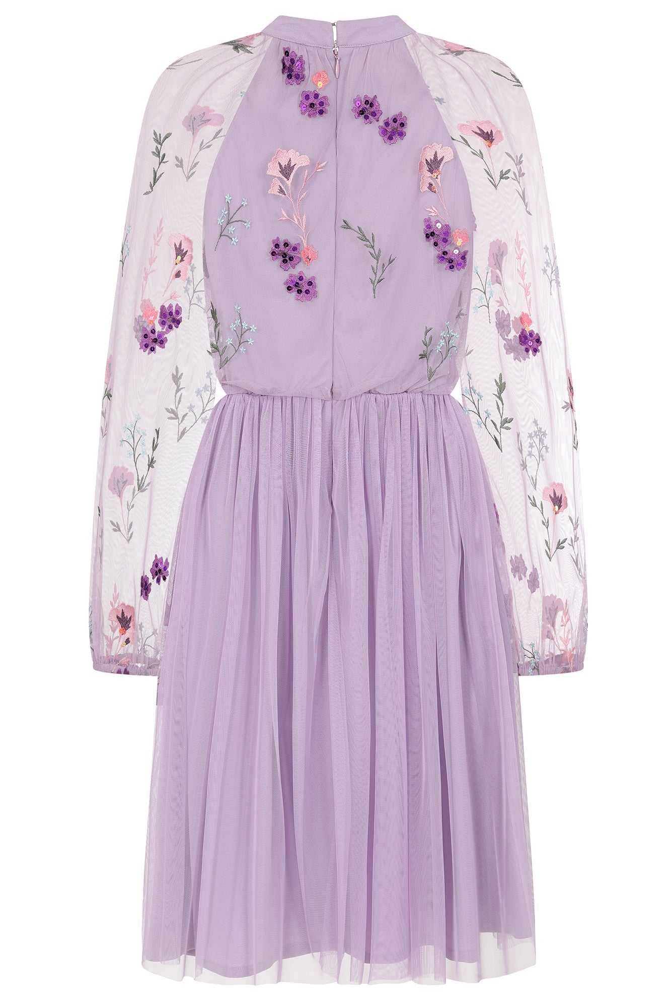 Jacinta Lilac Floral Embroidered Skater Dress