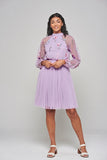 Jacinta Lilac Floral Embroidered Skater Dress