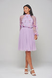 Jacinta Lilac Floral Embroidered Skater Dress