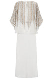 Jacqueline Embellished Cape Sleeve Maxi Dress - White